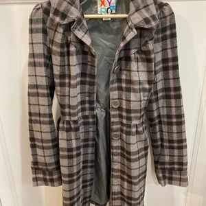 Roxy Plaid Pea Coat